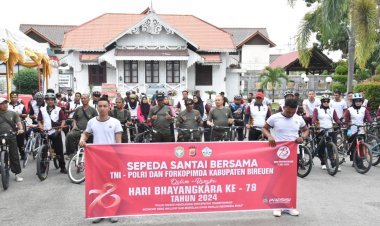 Semarak Hari Bhayangkara ke 78  Polres Bireuen Gelar Olah Raga Bersama TNI dan Forkopimda