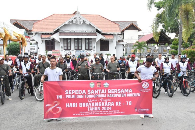 Semarak Hari Bhayangkara ke 78 Polres Bireuen Gelar Olah Raga Bersama TNI dan Forkopimda