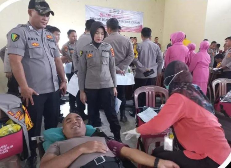 Sambut Hari Bhayangkara Ke-78, Polres Way Kanan Gelar Donor Darah