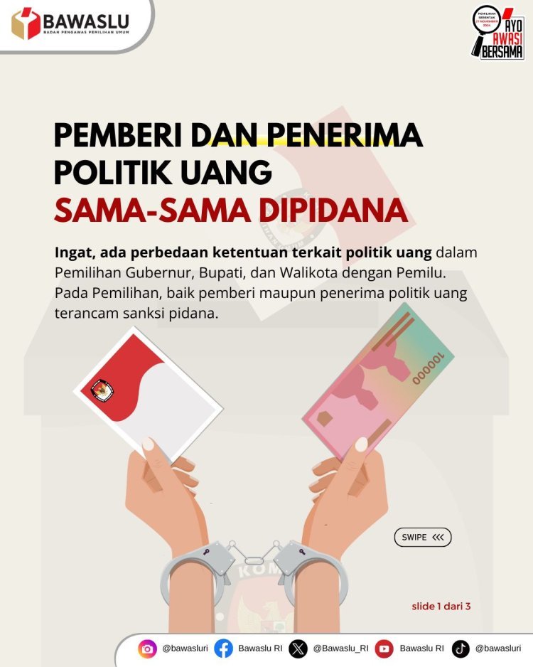 Bawaslu Se-Indonesia Ingatkan Bahaya Politik Uang pada Pemilihan Serentak 2024