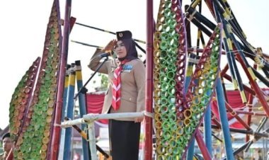 Peringati Hari Pramuka ke-63, Kwarcab Gerakan Pramuka Lamsel Gelar Apel Besar di Kecamatan Tanjung Sari