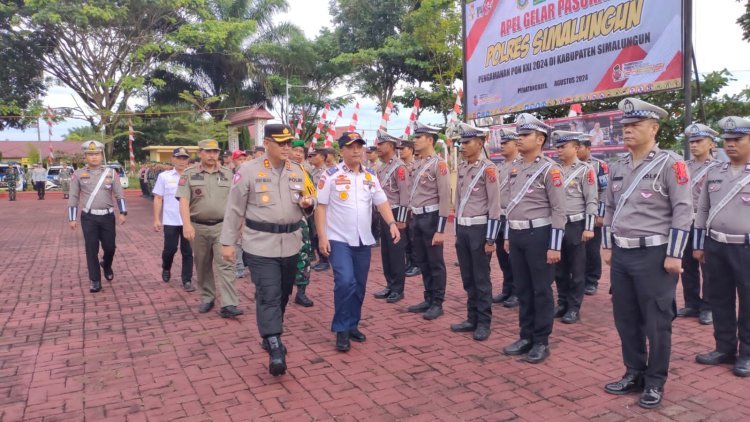 Kapolres Simalungun Pimpin Apel Gelar Pasukan Operasi HATRA TOBA 2024 untuk Pengamanan PON XXI