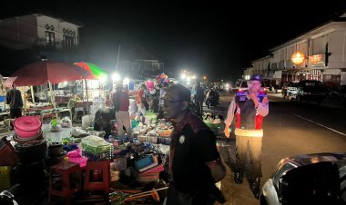 Cegah Kejahatan Malam Hari, Polsek Susut Gelar Patroli Blue Light