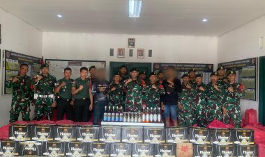 Satgas Pamtas Yonarmed 11 Kostrad dan Tim Gabungan TNI Gagalkan Penyelundupan Ribuan Minuman Keras di Perbatasan Kabupaten Nunukan