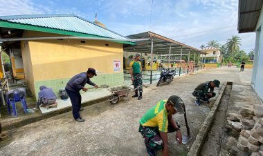 Pos Aji Kuning Bersama Masyarakat Gelar Karya Bhakti Bersihkan Masjid Darul Istiqomah