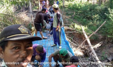 Luar Biasa, Masyarakat Kampung Kota Baru Bangun Jembatan Penghubung Ke Perkebunan Dengan Swadaya