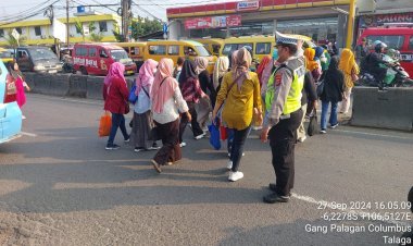 Polsek Cikupa Gelar Protap Pengaturan Lalu Lintas di Depan PT. Cingluh