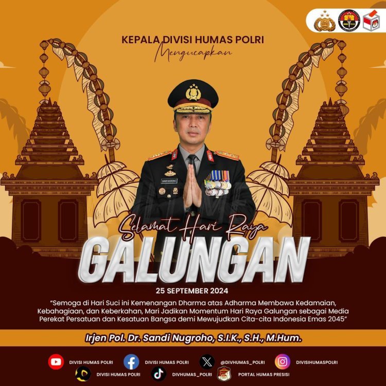 Kepala Divisi Humas Polri Ucapkan Selamat Hari Raya Galungan