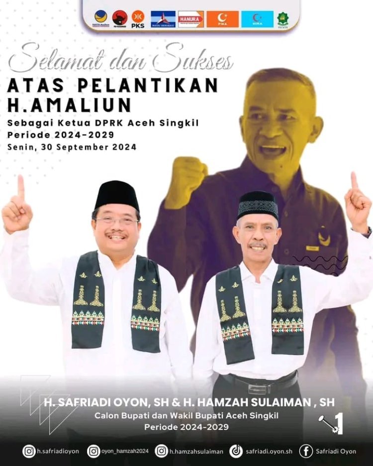 Pimpinan Umum dan Pimpinan Redaksi Media Online Ucapkan Selamat atas Pelantikan 25 Anggota DPRK Aceh Singkil