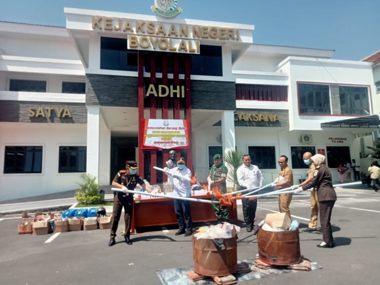 Kodim Boyolali Dukung Pemusnahan Barang Bukti Tindak Kejahatan