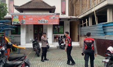 Satuan Samapta Laksanakan Pengamanan Ibadah Minggu  Gereja Marga Rahayu Bangli