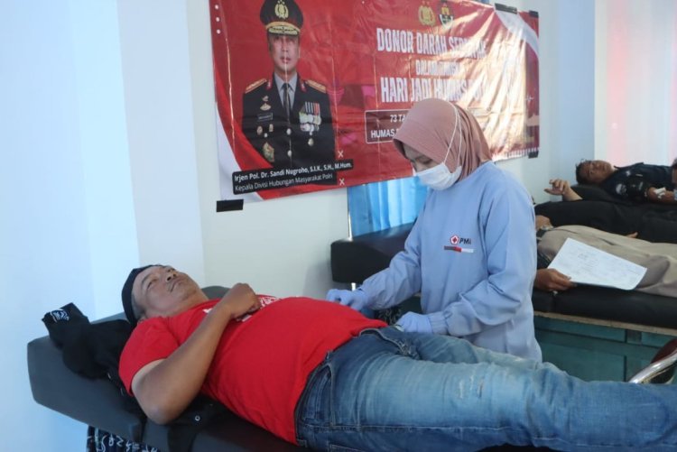 Peringati Hari Jadi, Humas Polres Tegal Kota bersama Awak Media Gelar Donor Darah