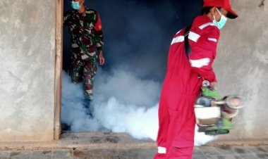 Babinsa Nogosari Turut Basmi Sarang Nyamuk DBD