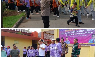 Semarak Gerak Jalan Santai HUT PGRI ke-79 di Desa Cikupa