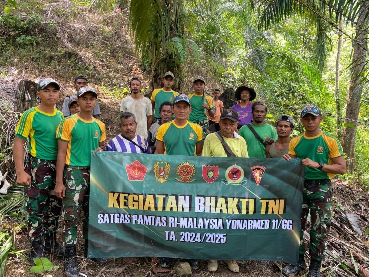 Peduli Pemenuhan Air Bersih, Satgas Pamtas Yonarmed 11 Kostrad Bangun Saluran Mata Air di Wilayah Perbatasan