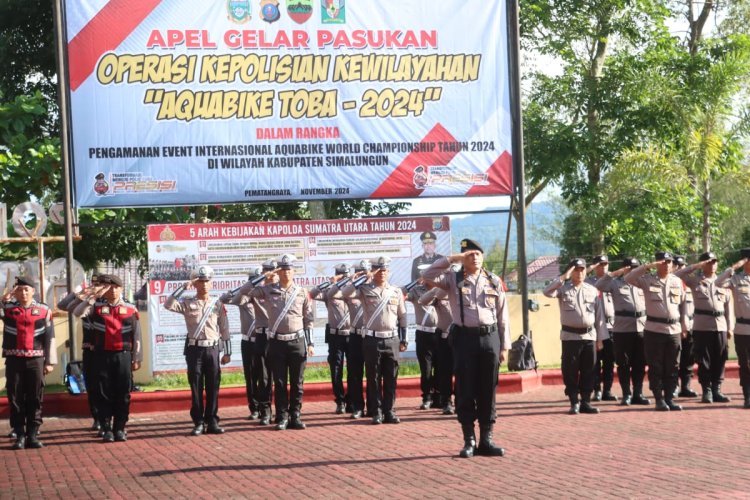 Polres Simalungun Gelar Apel Pasukan Pengamanan Kejuaraan Dunia Aquabike 2024
