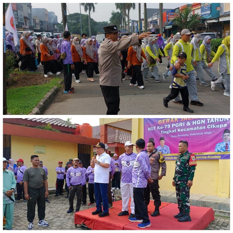 Semarak Gerak Jalan Santai HUT PGRI ke-79 di Desa Cikupa