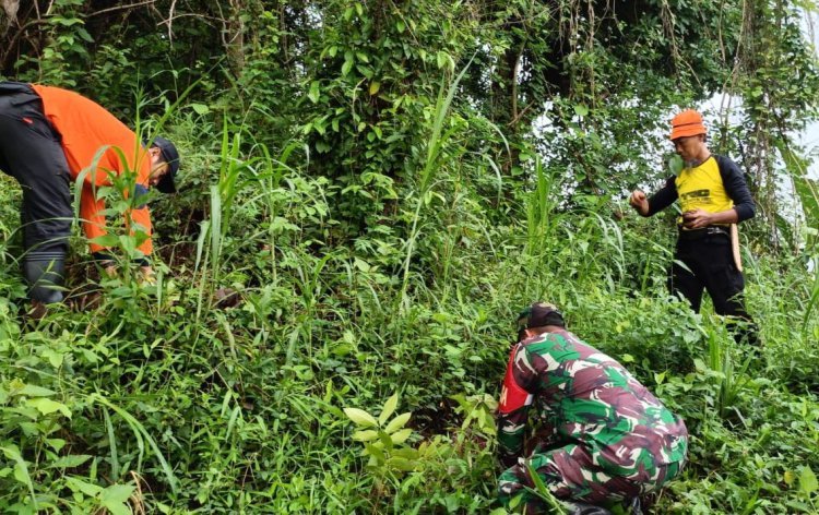 Babinsa Bersama Relawan Dan Aparatur Pemerintah Desa Tanam Ribuan Bibit Pohon Keras