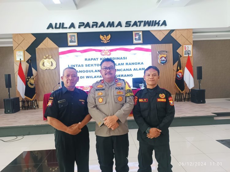 Senkom Mitra Polri Kabupaten Tangerang Hadiri Rapat Koordinasi Penanggulangan Bencana di Polresta Tangerang