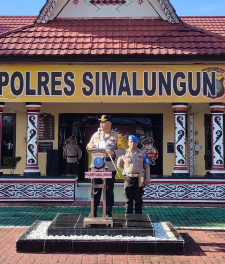 Polres Simalungun Siap Amankan Natal dan Tahun Baru 2025, Gelar Apel Gelar Pasukan Ops Lilin Toba 2024