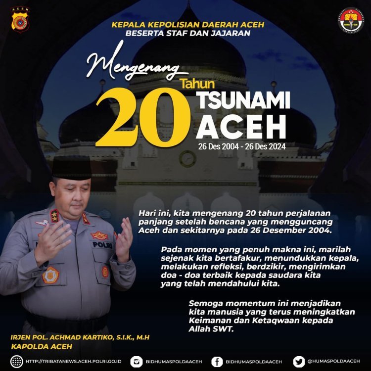 Kapolda Aceh dan Jajaran Mengenang 20 Tahun Tsunami Aceh
