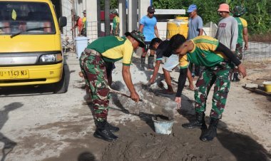 Satgas Pamtas Yonarmed 11 Kostrad Gelar Karya Bhakti Pengecoran Kubah Masjid Arafah di Desa Bambangan, Sebatik