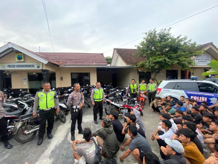 44 Sepeda Motor Melanggar Aturan Lalu Lintas Terjaring Razia di Lokasi Balap Liar Karangmoncol