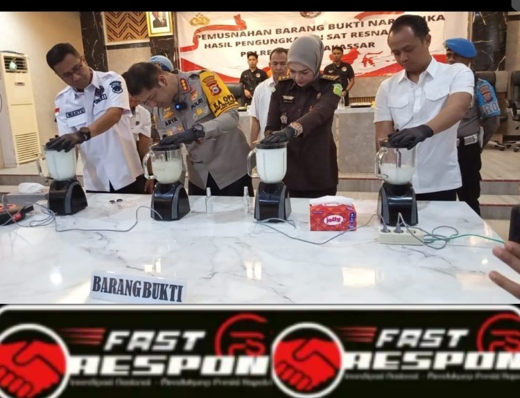 Satres Narkoba Polrestabes Makassar Musnahkan 1,4 Kg Sabu Hasil Pengungkapan