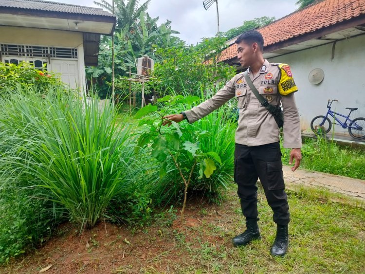 Bhabinkamtibmas Desa Cibadak Bripka Ristyanto Lakukan Pendataan Pekarangan Lestari