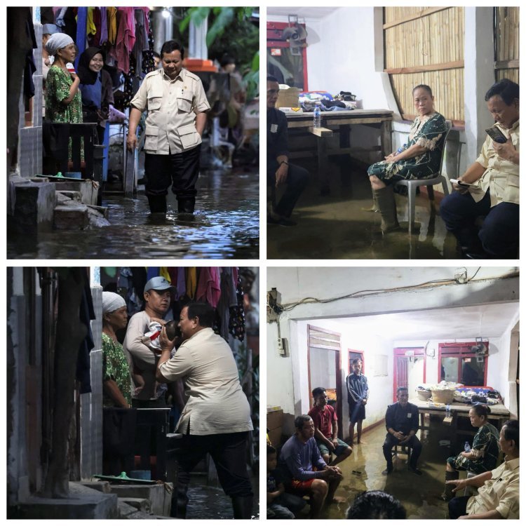 Presiden Prabowo Tinjau Warga Terdampak Banjir di Bekasi