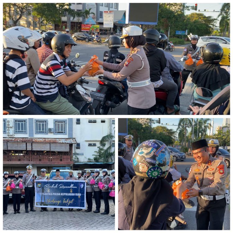 Tebar Kebaikan Ramadhan, Ditlantas Polda Kepri Bagikan Takjil untuk Pengendara