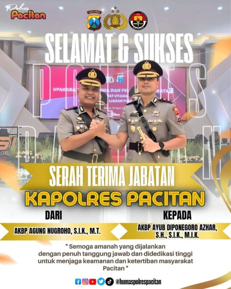 Selamat dan Sukses! Sertijab Kapolres Pacitan: Tongkat Komando Resmi Diserahkan