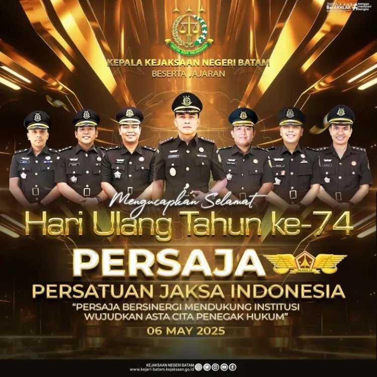 Kejari Batam Ucapkan Selamat HUT ke-74 PERSAJA: Perkuat Sinergi Penegakan Hukum