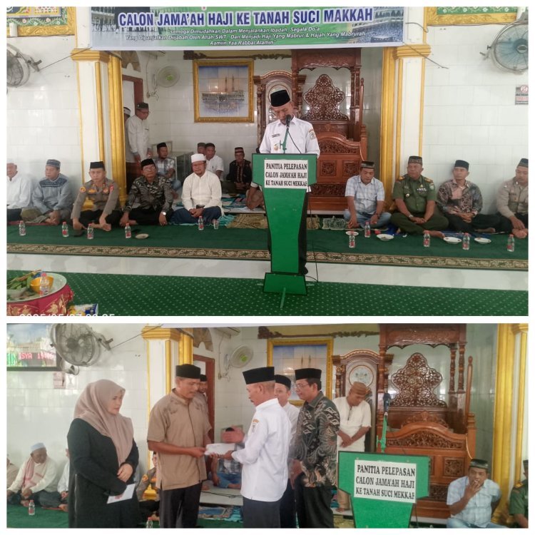 Wakil Bupati Aceh Singkil Lepas Jemaah Haji KBIH Multazam di Masjid Hayatul Iman, Desa Rimo