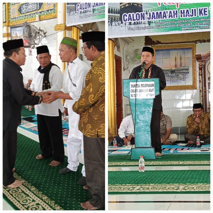 Sekretaris Dinas Syariat Islam Dampingi Ketua HUDA Aceh Singkil Lepas Jemaah Haji KBIH Al-Mukhtar