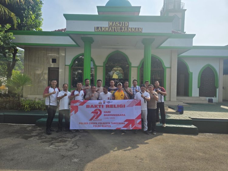 Sambut HUT Bhayangkara ke-79, Polsek Cikupa Gelar Bakti Religi di Masjid Lammatul Jannan