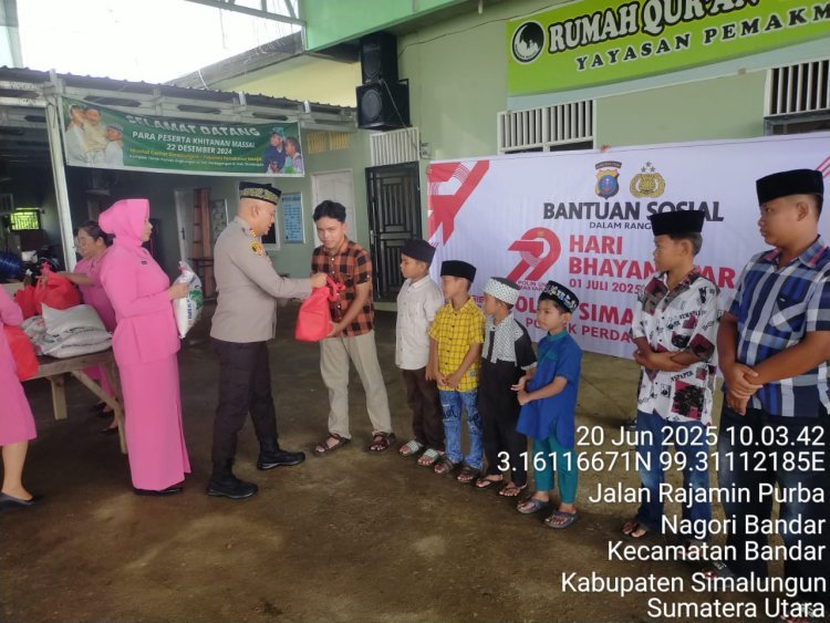 Polsek Perdagangan Gelar Bantuan Sosial untuk Warakawuri dan Anak Yatim Piatu Jelang HUT Bhayangkara ke-79