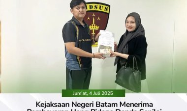 Kejari Batam Terima Titipan Denda Korupsi PNBP Jasa Penundaan Kapal Senilai Rp50 Juta