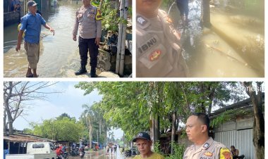 Bhabinkamtibmas Cikupa Monitoring Lokasi Banjir di Kelurahan Bunder, Warga Apresiasi Kehadiran Polisi