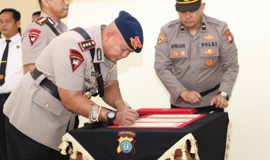 KAPOLDA KEPRI PIMPIN SERTIJAB IRWASDA, DANSAT BRIMOB DAN KAPOLRES KEPULAUAN ANAMBAS POLDA KEPRI