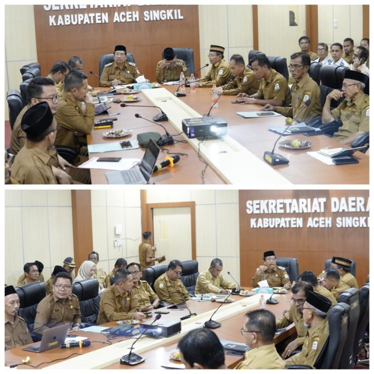 Bupati Aceh Singkil H. Safriadi Oyon Pimpin Rapat Evaluasi Serapan Anggaran SKPK dan Camat
