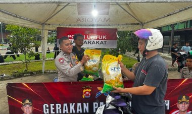 Polsek Balaraja Gelar Gerakan Pangan Murah Untuk Masyarakat di RTH Balaraja Desa Talagasari