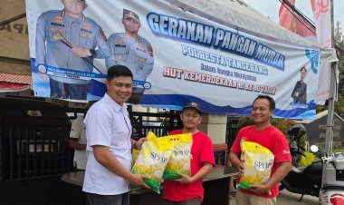 Polsek Cikupa Gelar Gerakan Pangan Murah, 20 Paket Beras SPHP Habis Terjual