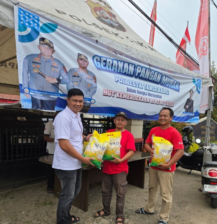 Polsek Cikupa Gelar Gerakan Pangan Murah, 20 Paket Beras SPHP Habis Terjual