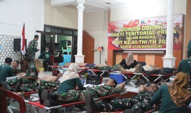 Jelang HUT TNI Ke 80, Kodim Wonogiri Gelar Baksos Donor Darah