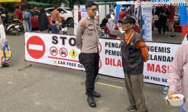 Polsek Purwakarta Gelar Patroli Jalan Kaki dan Bazar Beras Murah di CFD