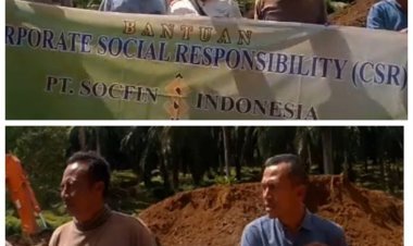 PT Socfindo Kebun Lae Butar Bantu Alat Berat untuk Pembangunan Pesantren di Desa Sidodadi