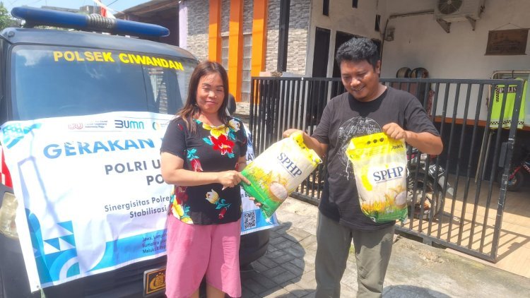 Beras Murah Polsek Ciwandan Disambut Gembira Masyarakat