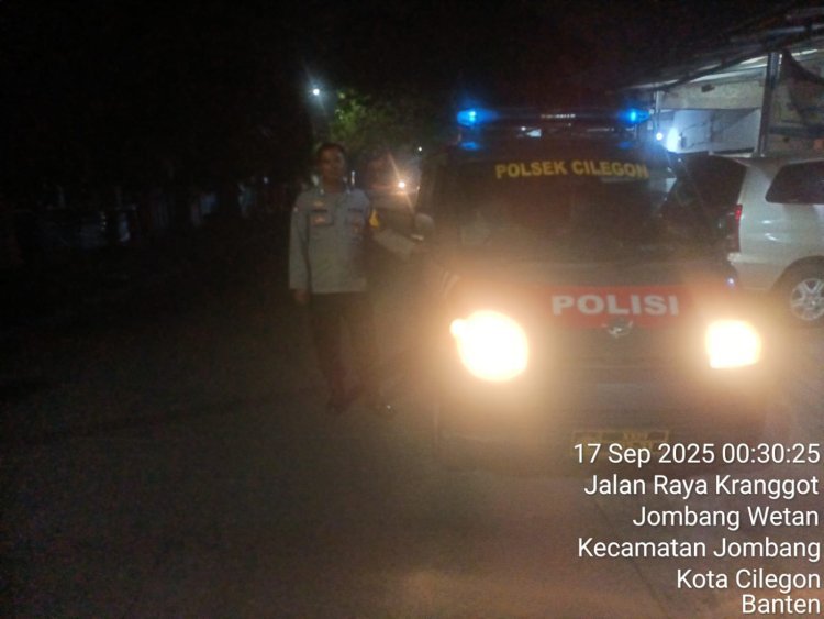 Polsek Cilegon Sisir Jalan Protokol, Wujudkan Keamanan Dini Hari