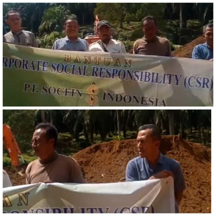 PT Socfindo Kebun Lae Butar Bantu Alat Berat untuk Pembangunan Pesantren di Desa Sidodadi